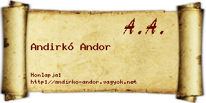 Andirkó Andor névjegykártya